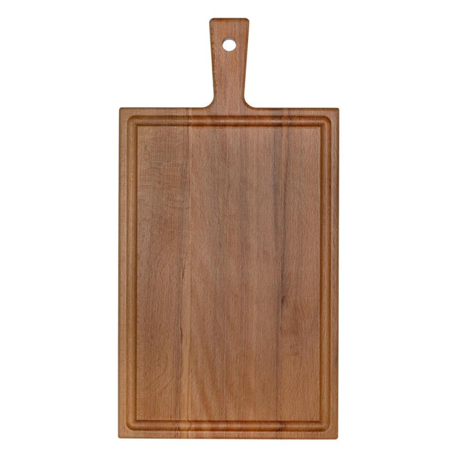Beech Wood Serving Board With Handle And Juice Channel 37x19cm Pack Of 50 For Cheese And Appetizers - CWDH