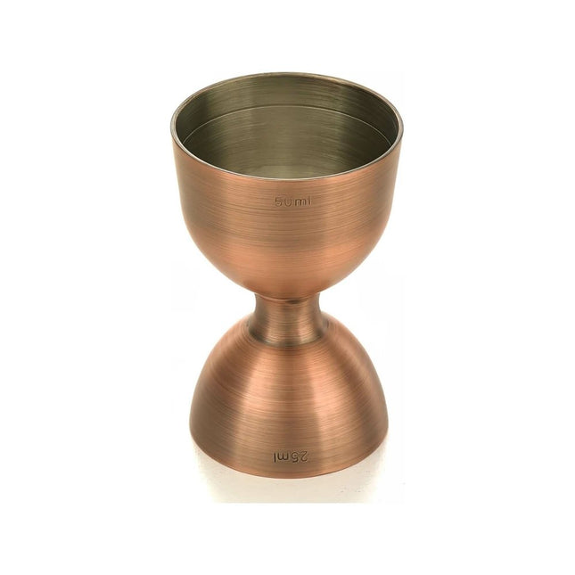 Bell jigger with straight rim, antique copper, 25/50ml - hospitality