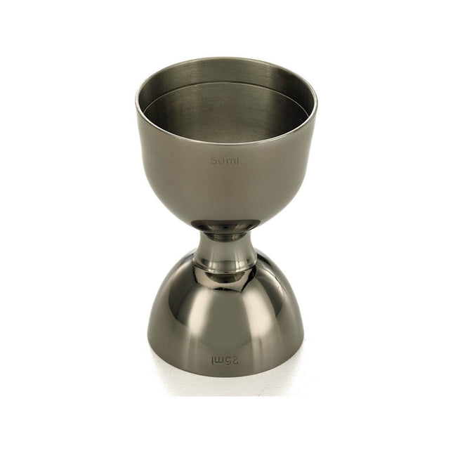 Bell jigger with straight rim, black, 25/50ml - hospitality