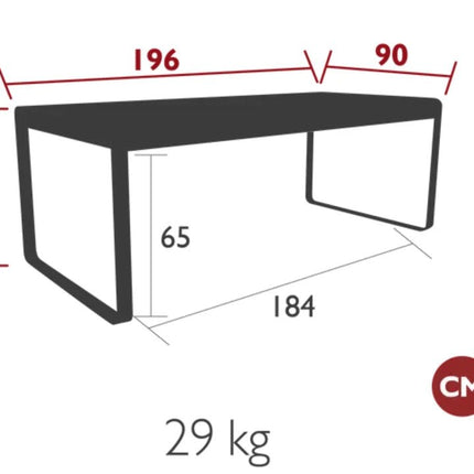 Bellevie 196 x 90 cm Outdoor Dining Table Eight Seater - hospitality
