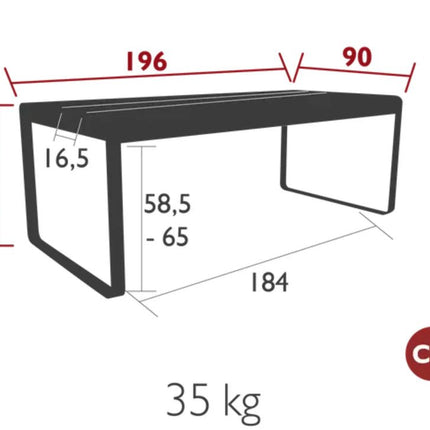 Bellevie 196 x 90 cm Outdoor Dining Table Eight Seater - with storage - hospitality