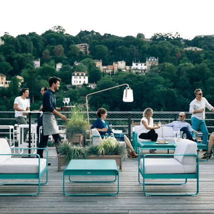 Fermob Bellevie armchair with metal frame and cushioned seat in a modern design