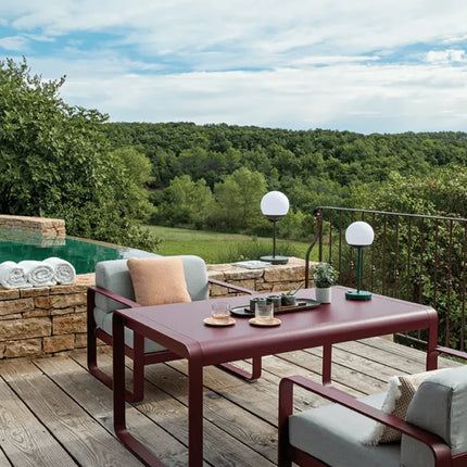  set on a stylish outdoor patio.