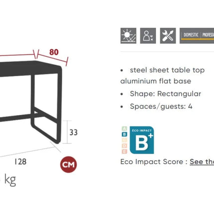 Bellevie High Table 140x80 cm - hospitality