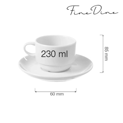 Bianco stackable cup with saucer, 230ml - hospitality