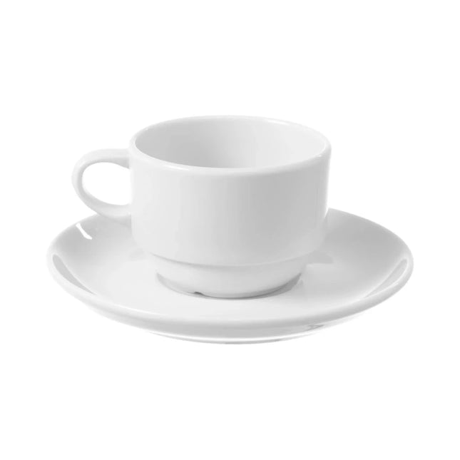 Bianco stackable cup with saucer, 90ml - hospitality