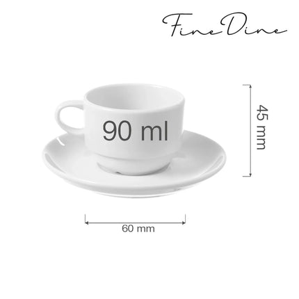 Bianco stackable cup with saucer, 90ml - hospitality