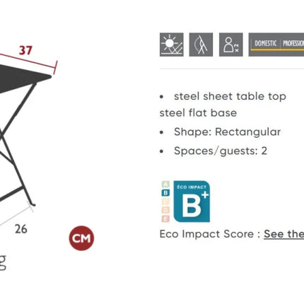 Bistro Folding Table 57 x 37 cm - hospitality