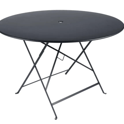 Bistro Table Ø117cm six seater - Custom Wood DesignsDark brown Fermob Bistro Round Table Ø 96 with metal surface and central parasol hole