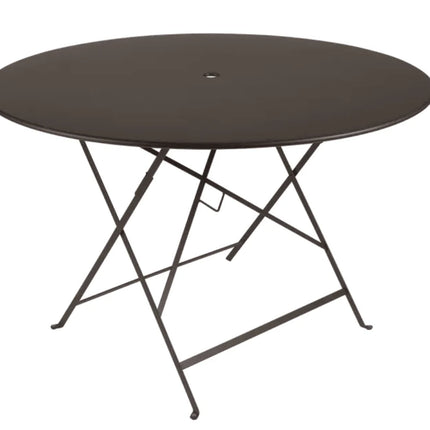 Bistro Table Ø117cm six seater - Custom Wood DesignsChilli red Fermob round bistro table with a metal surface and central parasol hole for outdoor dining.Round Table Fermob7913.0Willow Green