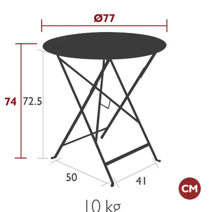  77cm diameter steel outdoor table for dining or hospitality use.Round Table Ferob Outdoor7936.0Chilli