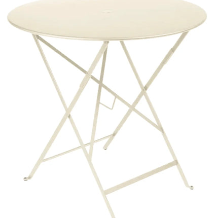  honey-colored folding metal cafe table for outdoor dining.Round Table Ferob Outdoor7927.0Cotton White