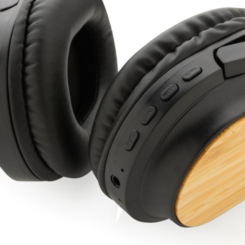 Black headphones with bamboo x 25 units - hospitality