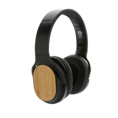Black headphones with bamboo x 25 units - hospitality