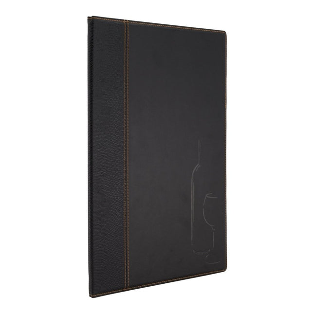Black leather style A4 menu pack of 10 - hospitality