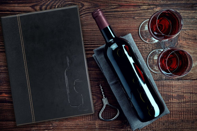 Black leather style A4 menu pack of 10 - hospitality