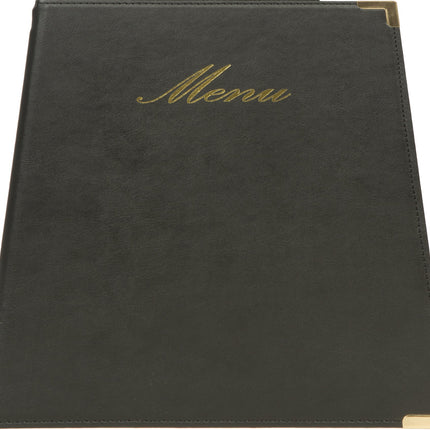 Leather style menu A5 pack of 10 Custom Wood Designs __label: Multibuy black-leather-style-menu-a5-pack-of-10-53613254213975