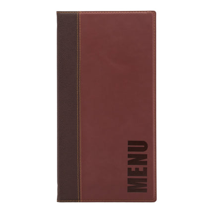 Long leather menu holder pack of 10 Wine Red Custom Wood Designs __label: Multibuy black-long-leather-menu-holder-pack-of-10-53613271679319