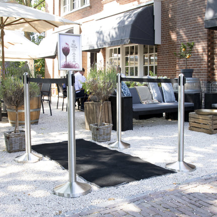 Retractable Barrier Set with 4 poles Custom Wood Designs __label: Multibuy black-retractable-barrier-set-with-4-poles-53613731250519