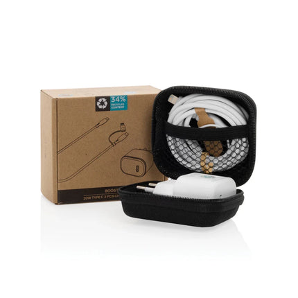 Boost RCS reycled PET 20W type C 2 pcs charging set - hospitality