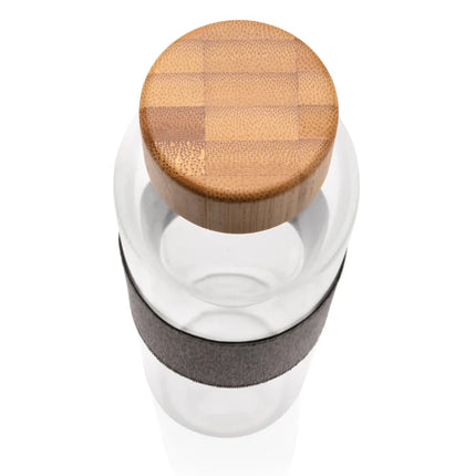Borosilicate glass bottle with bamboo lid - hospitality