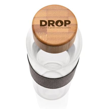 Borosilicate glass bottle with bamboo lid - hospitality