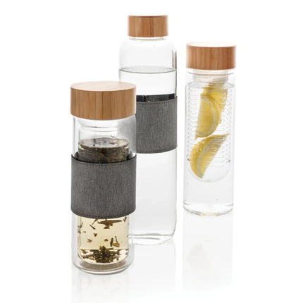 Borosilicate glass bottle with bamboo lid - hospitality