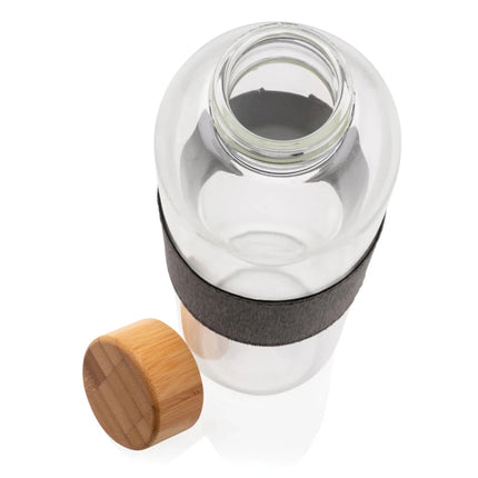Borosilicate glass bottle with bamboo lid - hospitality