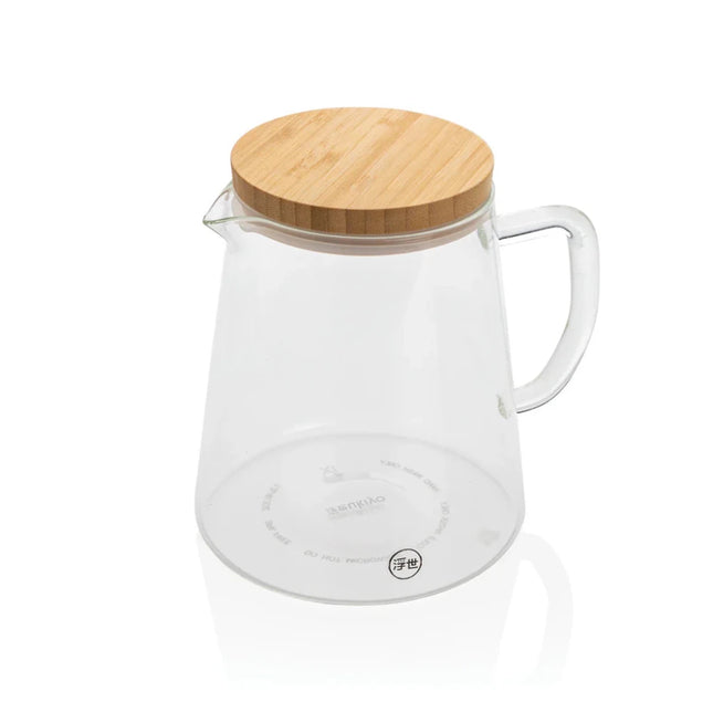 Borosilicate glass carafe with bamboo lid 1.2L - hospitality