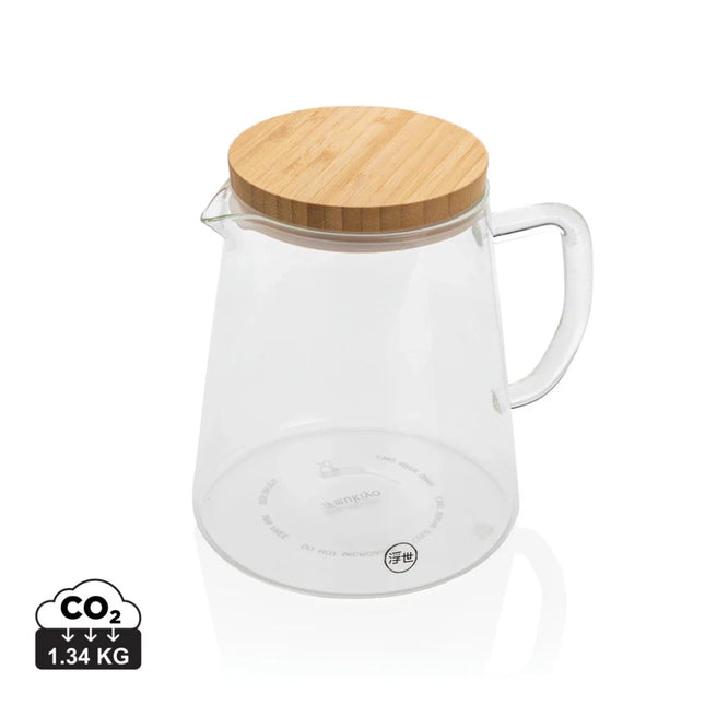 Borosilicate glass carafe with bamboo lid 1.2L - hospitality