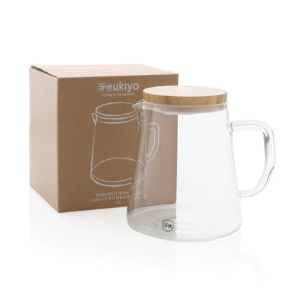 Borosilicate glass carafe with bamboo lid 1.2L - hospitality
