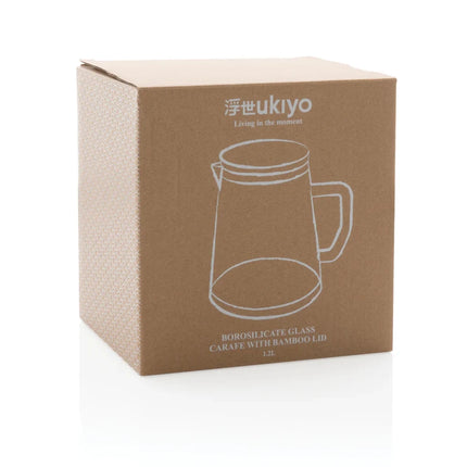 Borosilicate glass carafe with bamboo lid 1.2L - hospitality