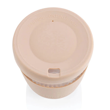 Borosilicate glass with silicone lid and sleeve - hospitality