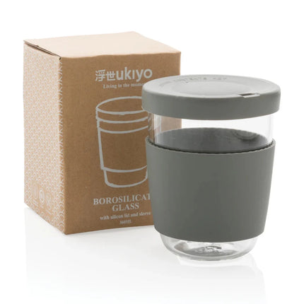 Borosilicate glass with silicone lid and sleeve - hospitality