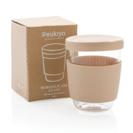 Borosilicate glass with silicone lid and sleeve - hospitality