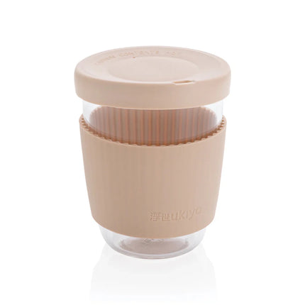 Borosilicate glass with silicone lid and sleeve - hospitality