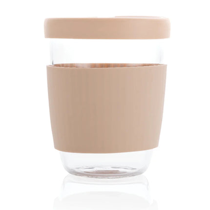 Borosilicate glass with silicone lid and sleeve - hospitality
