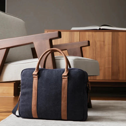 Bosle RCS Collection Recycled Canvas Laptop Bag With Padded Sleeve And Premium Hardware Fits 17 Inch Laptops - hospitality