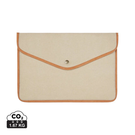 Bosler Collection Recycled Canvas 14 Inch Laptop Sleeve Padded With PU Detailing And Press Button Closure - hospitality