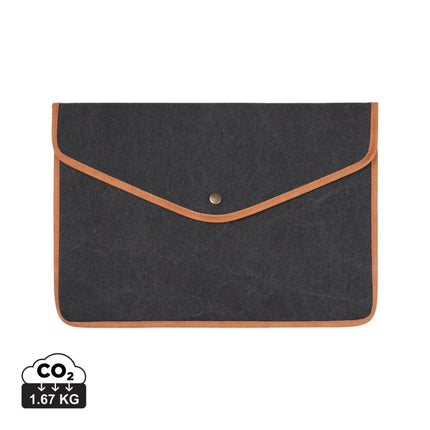 Bosler Collection Recycled Canvas 14 Inch Laptop Sleeve Padded With PU Detailing And Press Button Closure - hospitality