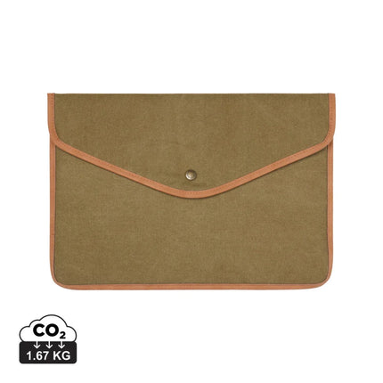 Bosler Collection Recycled Canvas 14 Inch Laptop Sleeve Padded With PU Detailing And Press Button Closure - hospitality
