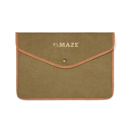 Bosler Collection Recycled Canvas 14 Inch Laptop Sleeve Padded With PU Detailing And Press Button Closure - hospitality