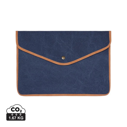 Bosler Collection Recycled Canvas 14 Inch Laptop Sleeve Padded With PU Detailing And Press Button Closure - hospitality