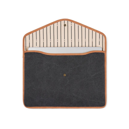 Bosler Collection Recycled Canvas 14 Inch Laptop Sleeve Padded With PU Detailing And Press Button Closure - hospitality
