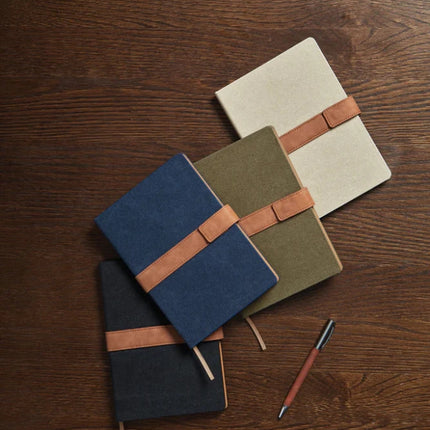 Bosler RCS Collection A5 Canvas Notebook With PU Band And Magnet Closure Premium 80 GSM Recycled Paper - hospitality