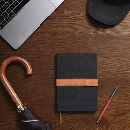 Bosler RCS Collection A5 Canvas Notebook With PU Band And Magnet Closure Premium 80 GSM Recycled Paper - hospitality