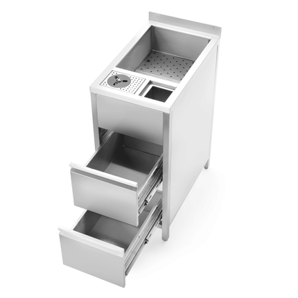Boston utility station with ice well for washing and storage, 400x650x(h)900mm - hospitality