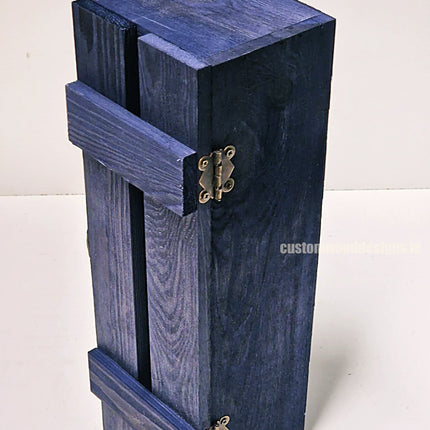 Rustic Bottle Box - Blue Single x 25 Bottle box Custom Wood Designs __label: Multibuy bottle-box-default-title-rustic-bottle-box-blue-single-52614323765591
