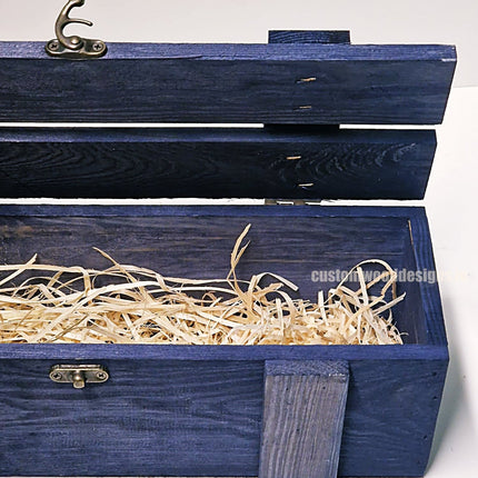 Rustic Bottle Box - Blue Single x 25 Bottle box Custom Wood Designs __label: Multibuy bottle-box-default-title-rustic-bottle-box-blue-single-52614324715863