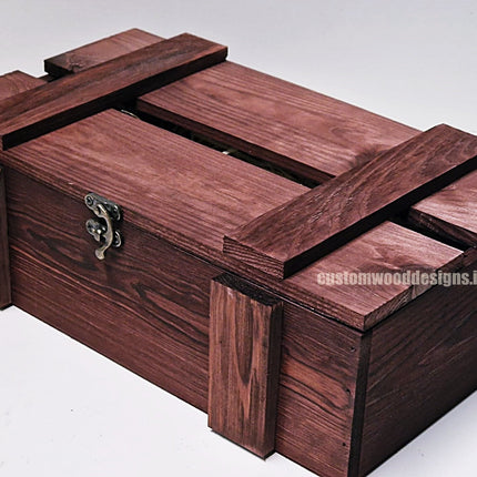 Rustic Bottle Box - Burgundy Double x 25 Bottle box Custom Wood Designs __label: Multibuy Bottle Box gift box Gift Boxes wooden Box bottle-box-default-title-rustic-bottle-box-burgundy-double-53613466485079